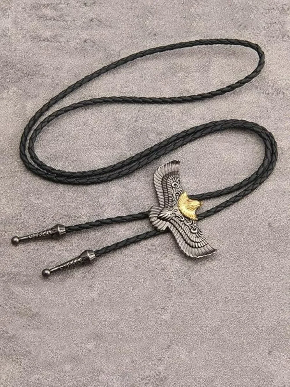 Bolo Tie Rodeo Cowboy Leather Necktie Western Flying Eagle NEW